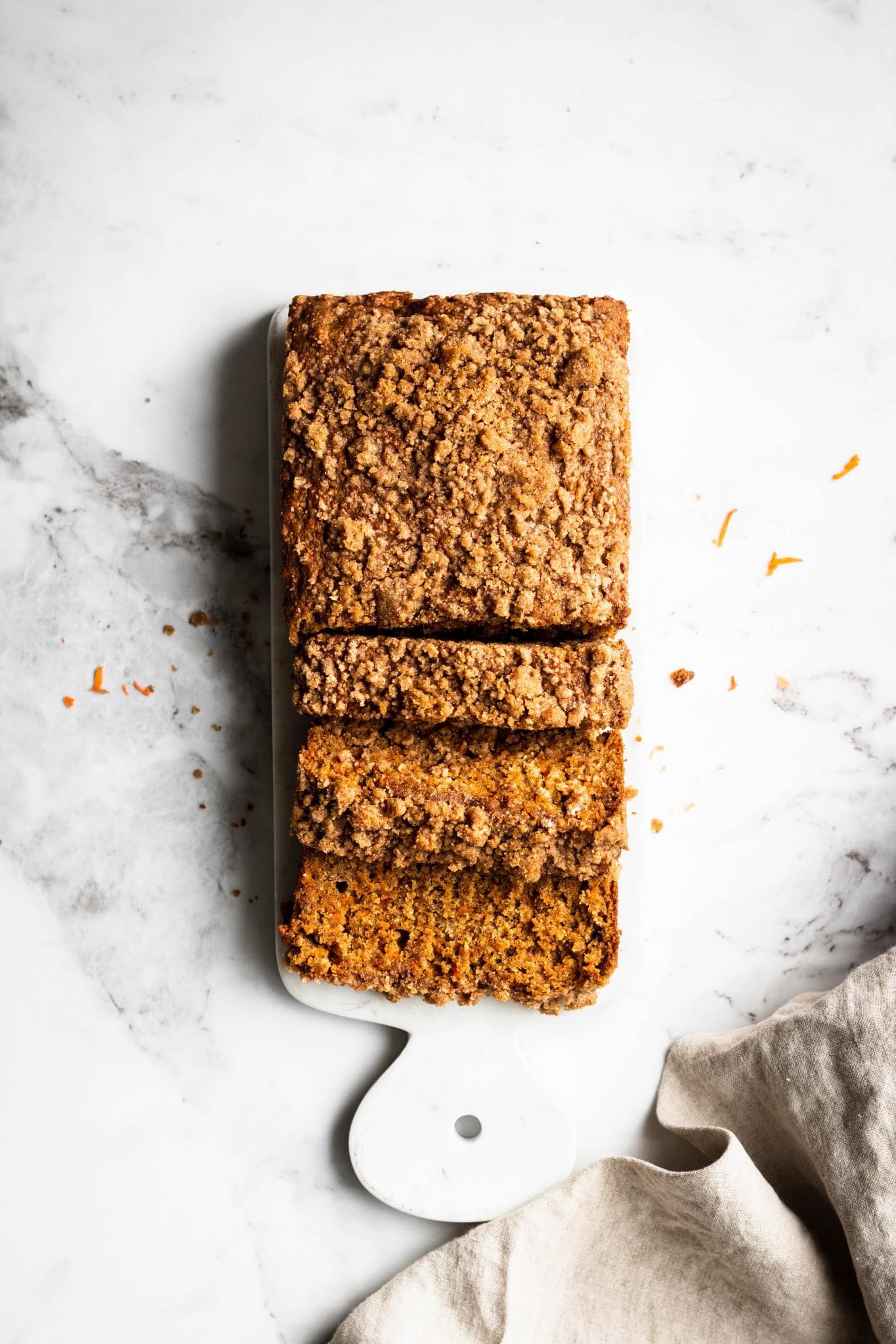 vegan carrot cake loaf from the top