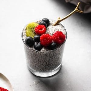 vegan protein chia pudding with fruit
