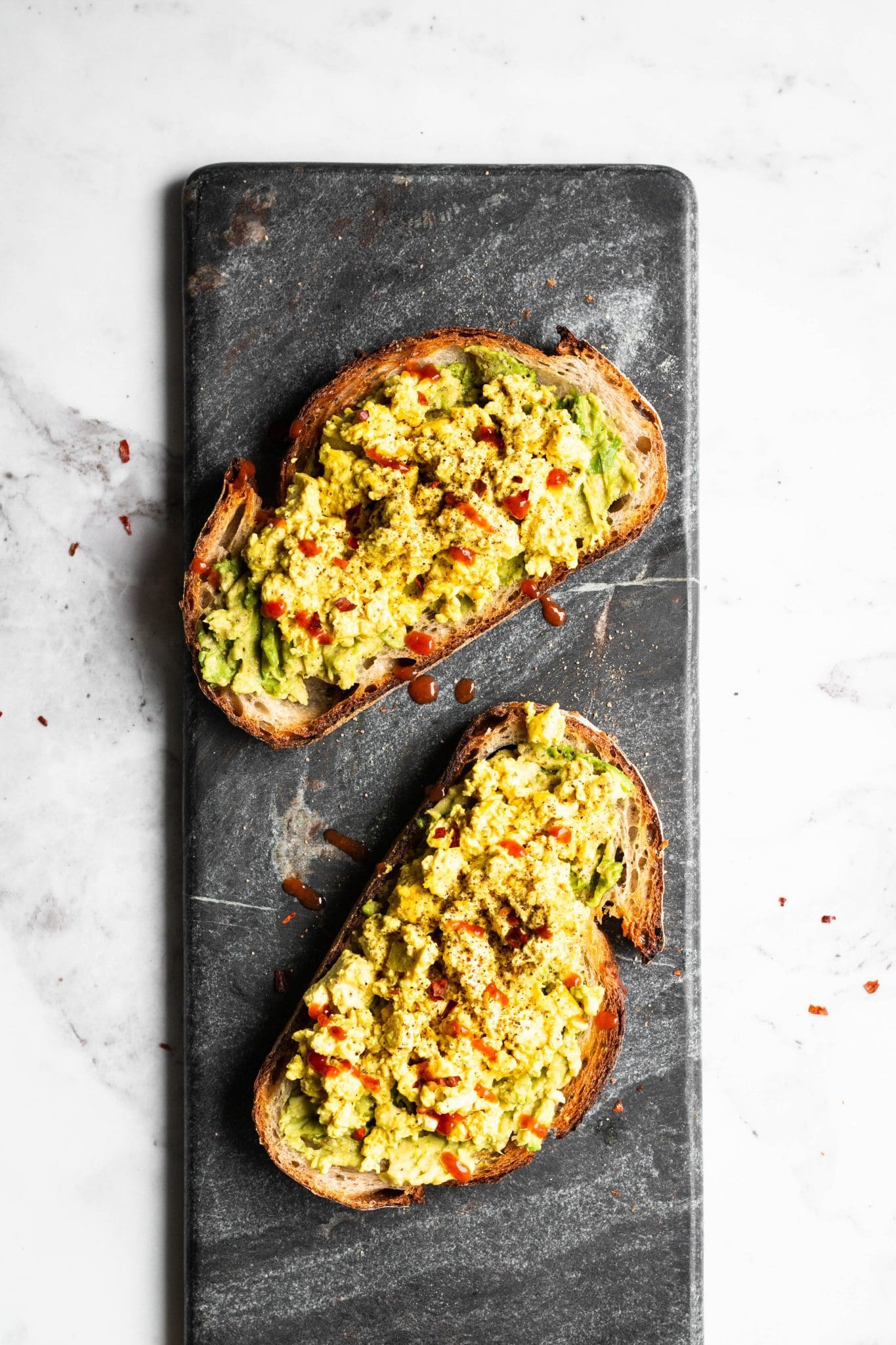 avocado toast with tofu scramble