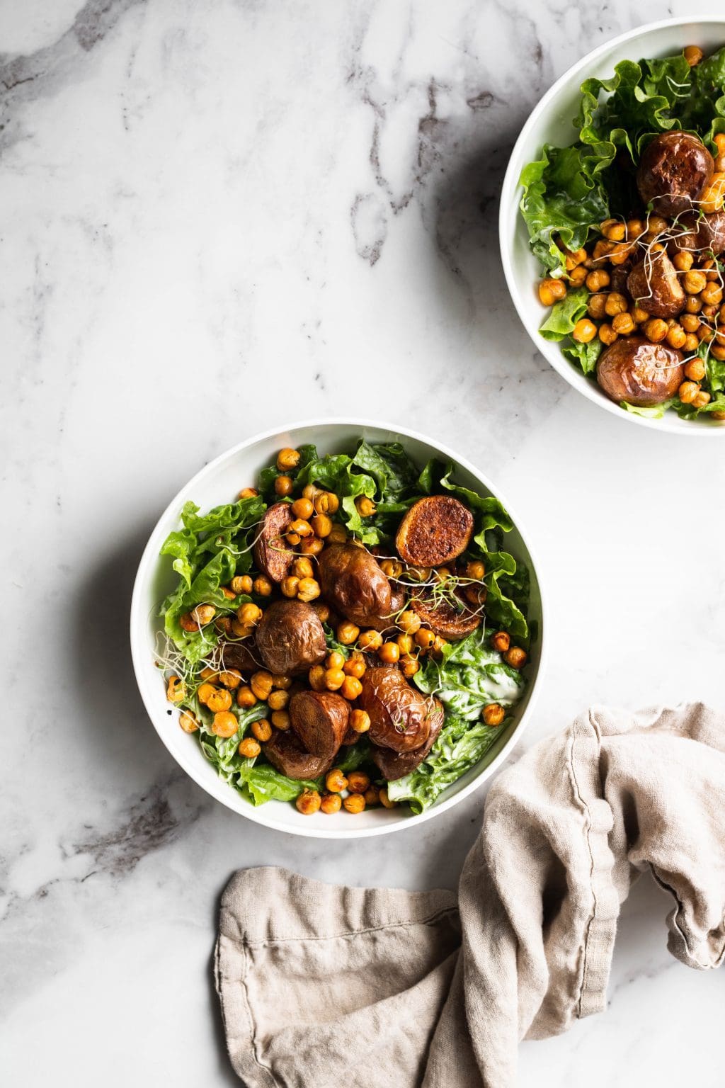 Roasted Potato and Chickpea Salad with Tahini Dressing - Nourished