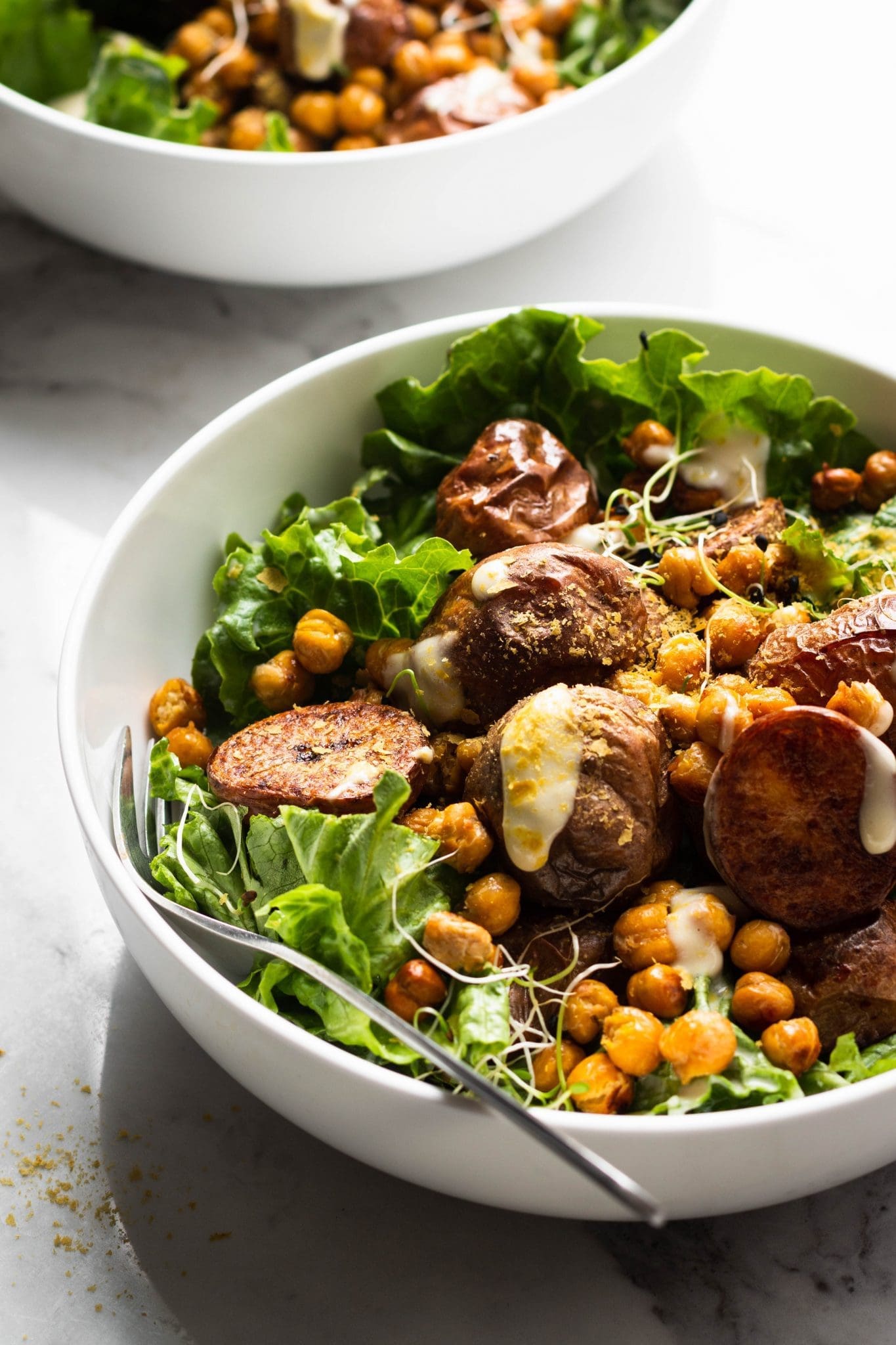 Roasted Potato and Chickpea Salad with Tahini Dressing - Nourished