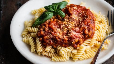 15-Minute Lentil Tomato Pasta - Nourished by Caroline