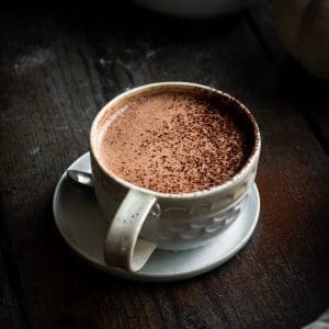 blender mocha cashew latte in a cup