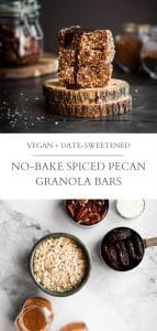 no-bake spiced pecan granola bars pin