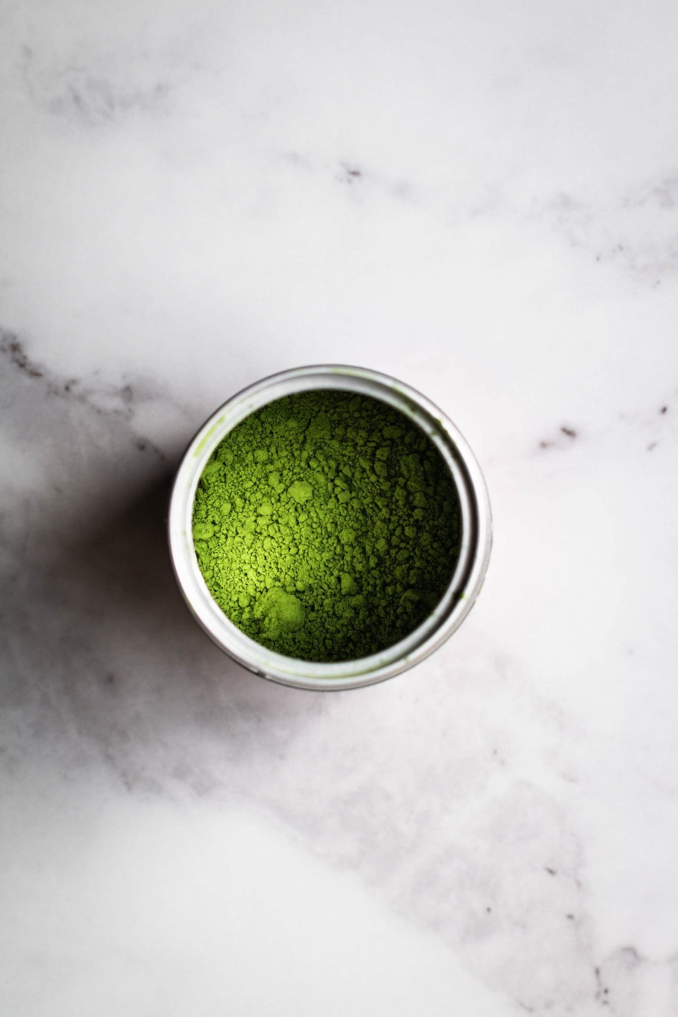 matcha in a metal container