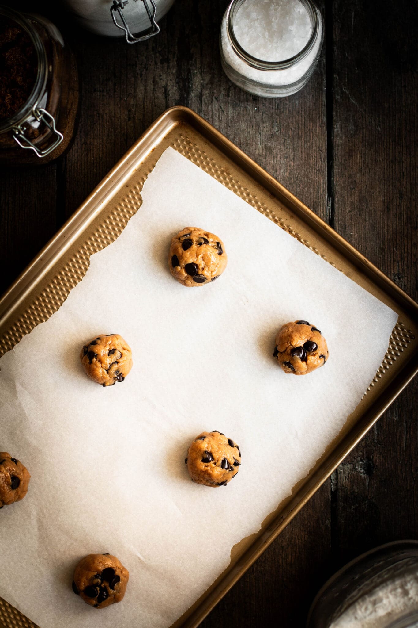 cookie dough on a baking sheet
