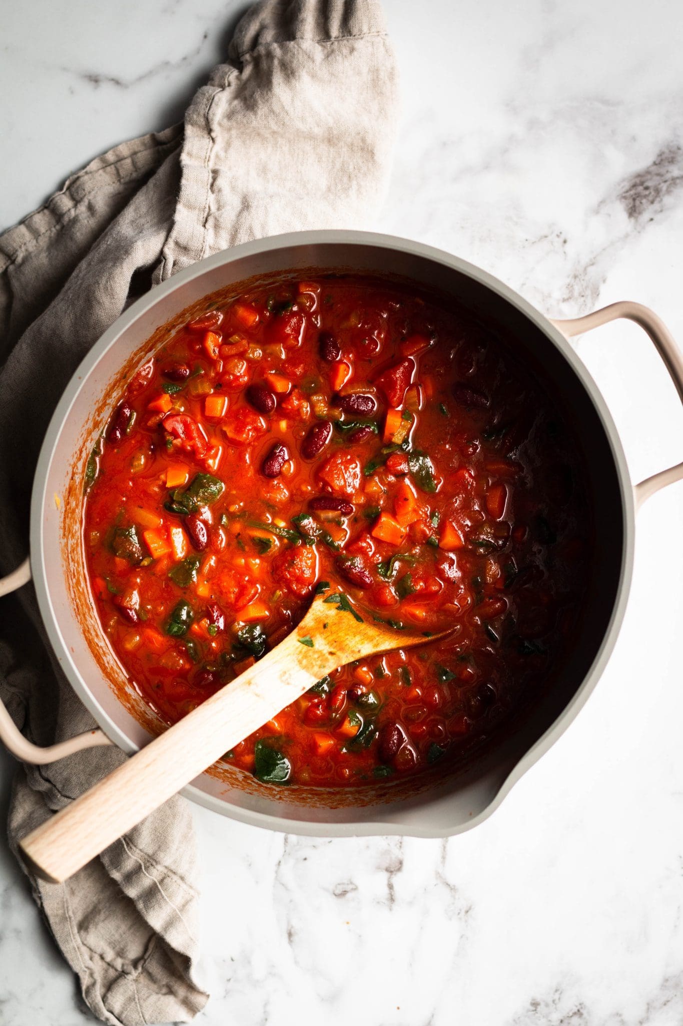 Italian Bean & Vegetable Soup in a pot