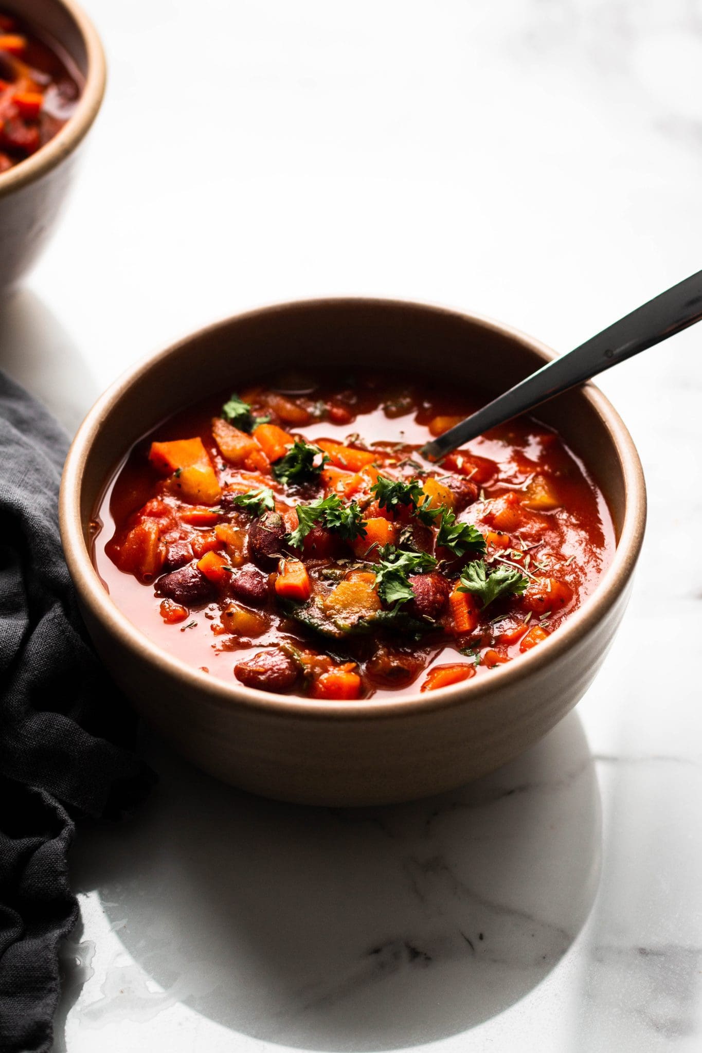 Italian bean & vegetable soup in a bowl
