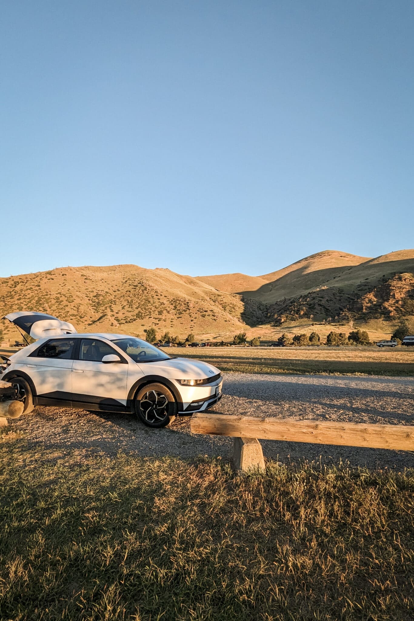 White Ioniq 5 car in Montana