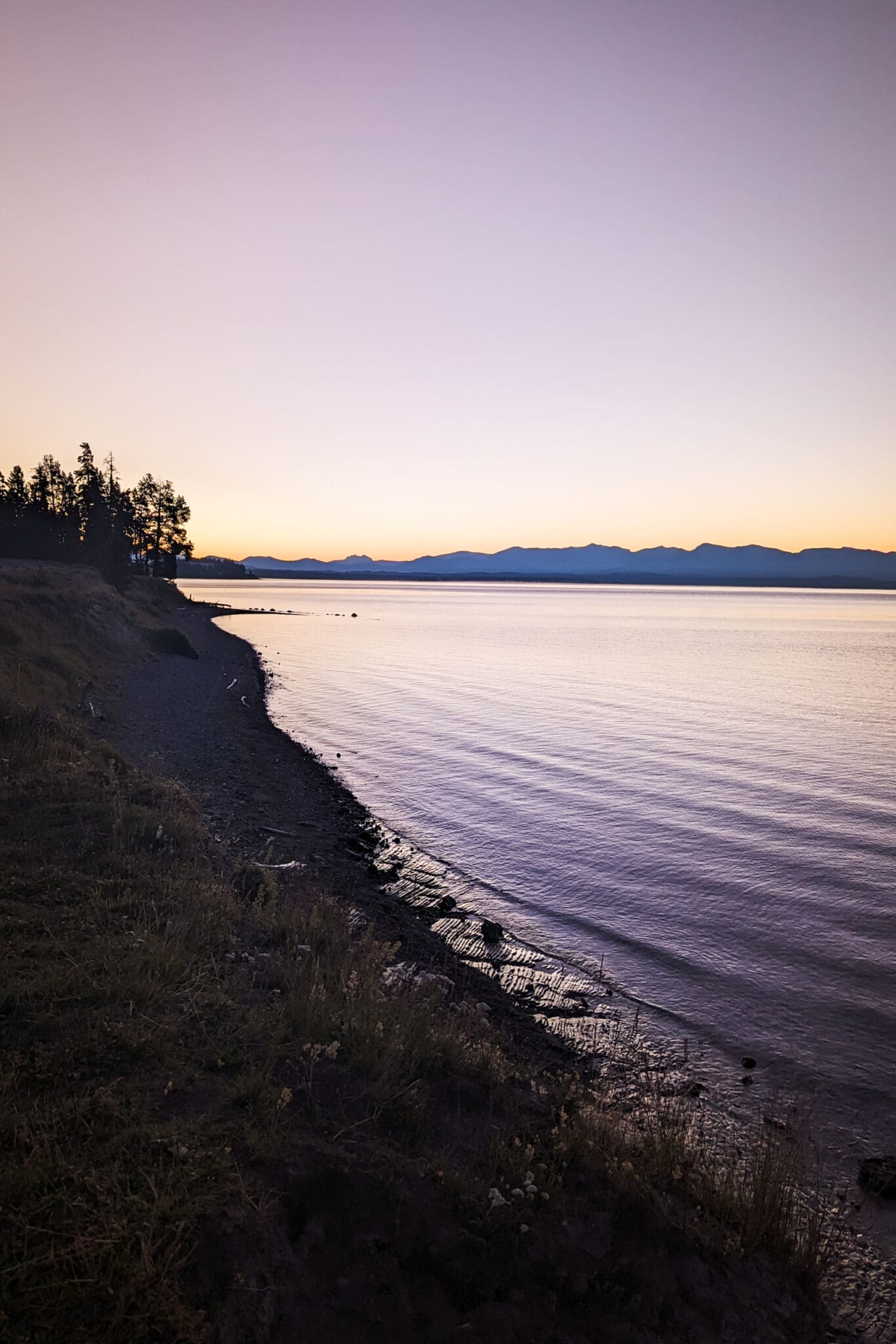 Yellowstone Lake at sunset