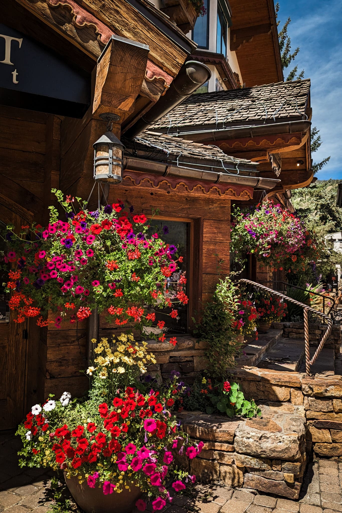 Building with flowers in Vail, Colorado