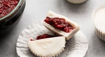 White Chocolate Cups With Strawberry Chia Jam