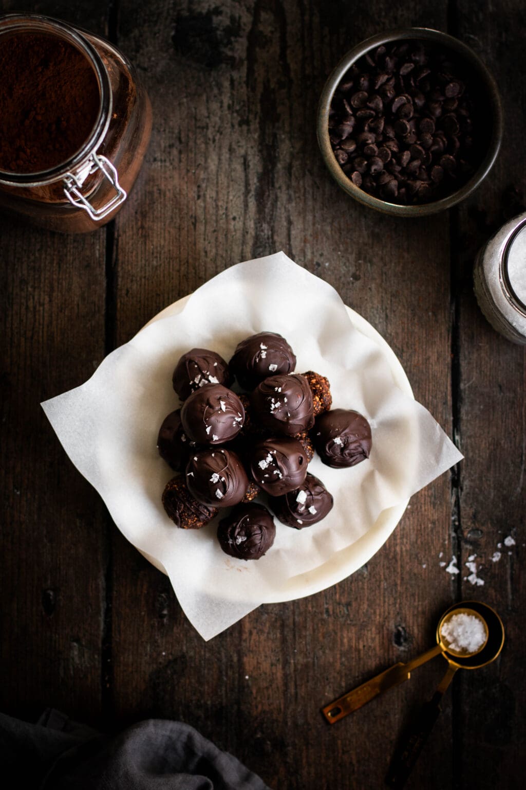 Salted Dark Chocolate Fig Truffles