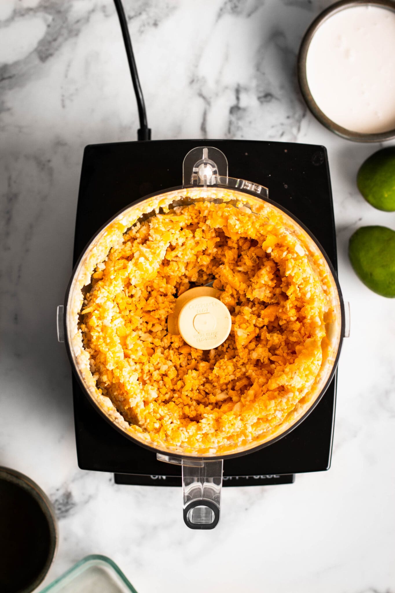 mango banana ice cream in a food processor